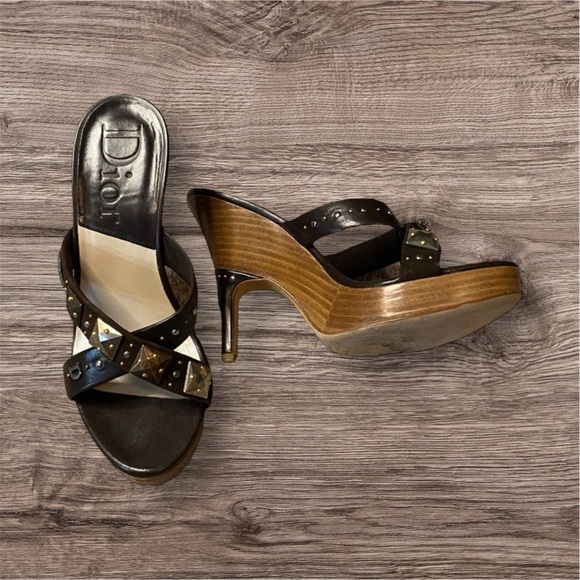 Authentic Dior Studded Heeled Sandals Size 37 - Picture 2 of 11